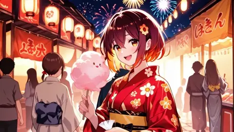 Auburn Hair Matsuri Festival Fireworks