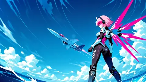 Mech Suit Launch Aircraft Carrier Pink Hair