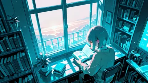 Silver Hair Glasses Library Reading