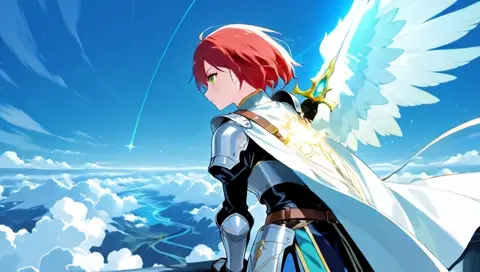 Crimson Hair Knight Dragon Flying