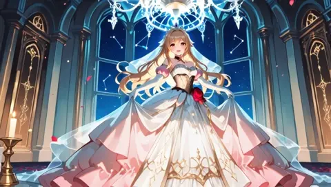 Rose Gold Hair Princess Ballroom Gown