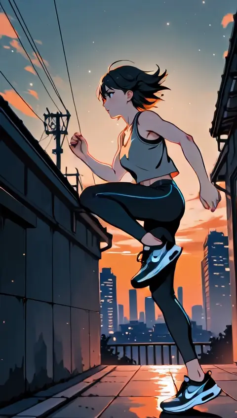 Parkour Rooftop Jumping Dawn