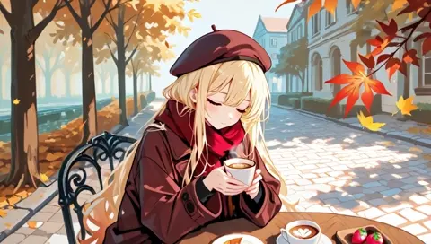 Cafe Autumn Leaves Paris