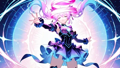 Golden Twin Tails Magical Girl Transformation Cosmic