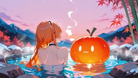 Orange Hair Onsen Hot Spring Bath