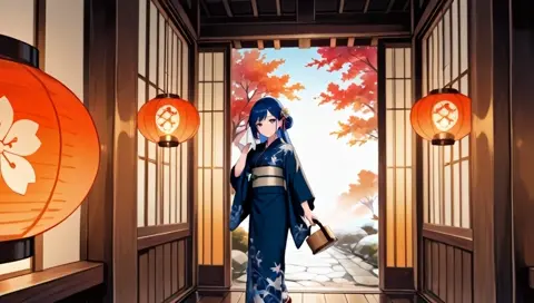 Midnight Blue Hair Kanzashi Yukata Ryokan
