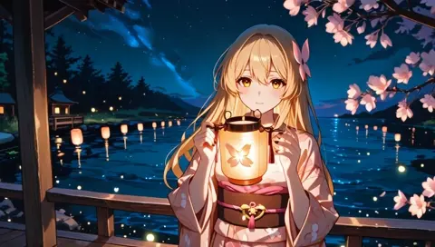 Lantern Festival Twilight Lake Yukata