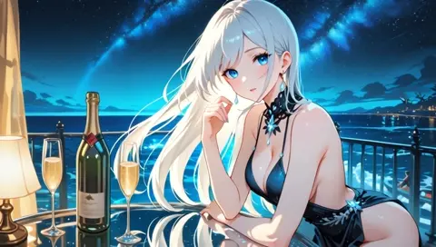 Platinum Hair Yacht Cocktail Dress Backless