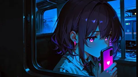 Last Train Night Purple Hair Office