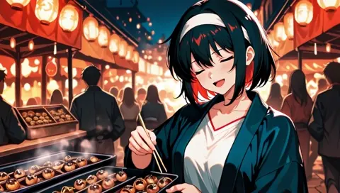 Night Market Takoyaki Food Cooking