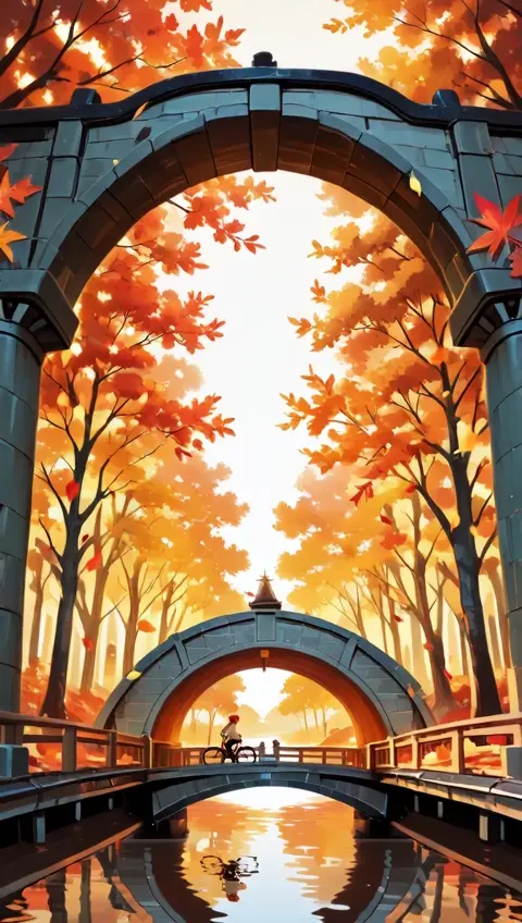 Autumn Bridge Scenery River