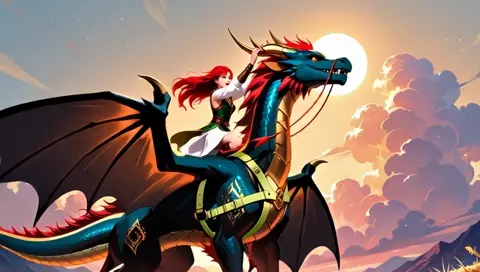 Dragon Rider Flying Clouds